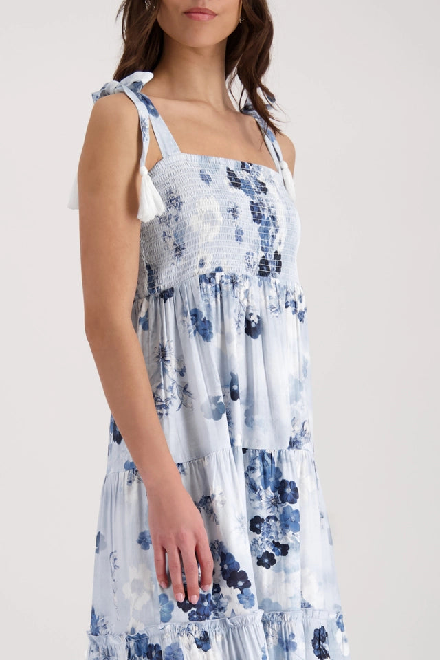 Vestido MONARI estampado de tirantes en azules