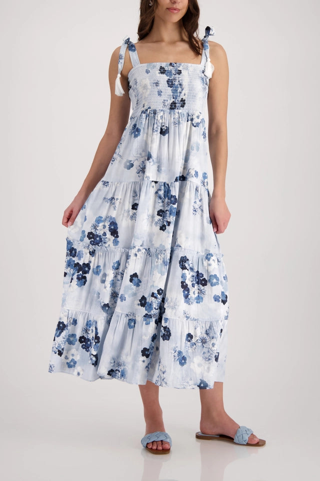 Vestido MONARI estampado de tirantes en azules