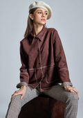 Chaqueta ALBA CONDE color chocolate con pespuntes