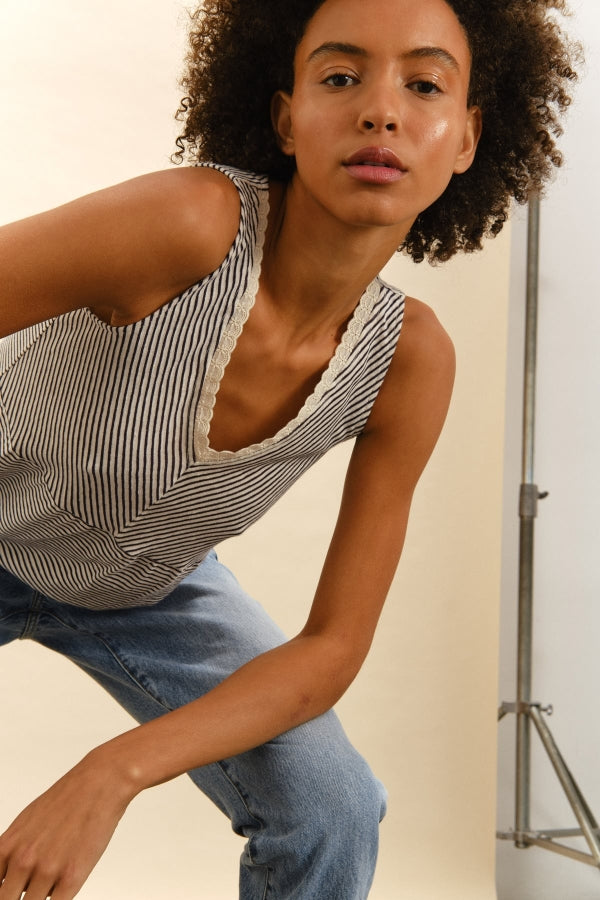 Top GUITARE de rayas PLAN