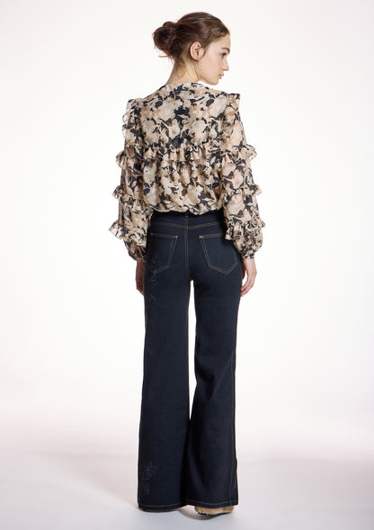 Blusa ALBA CONDE estampada con volantes