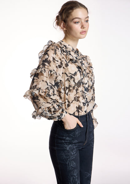 Blusa ALBA CONDE estampada con volantes
