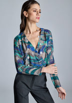 Blusa ALBA CONDE cruzada estampado azul
