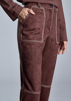 Pantalón ALBA CONDE marrón con pespuntes