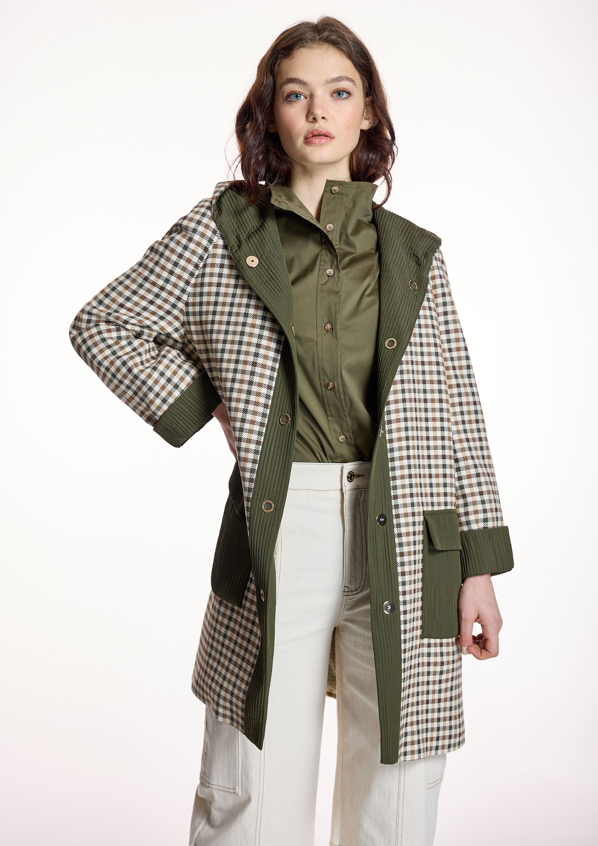 Parka ALBA CONDE larga de cuadros