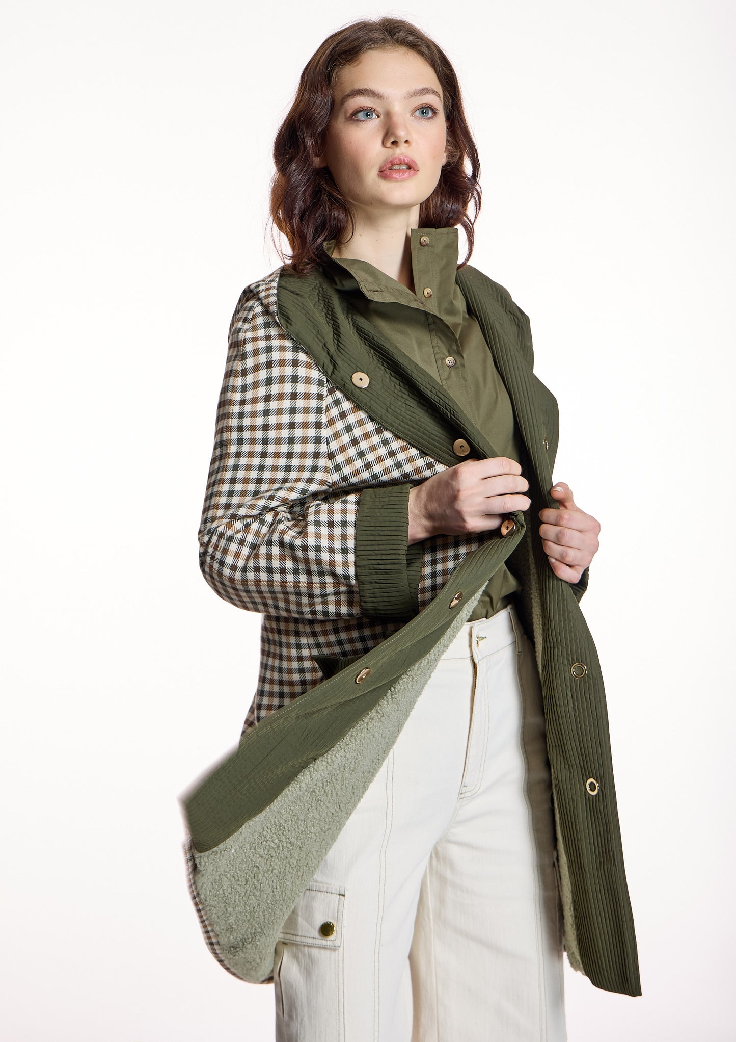 Parka ALBA CONDE larga de cuadros