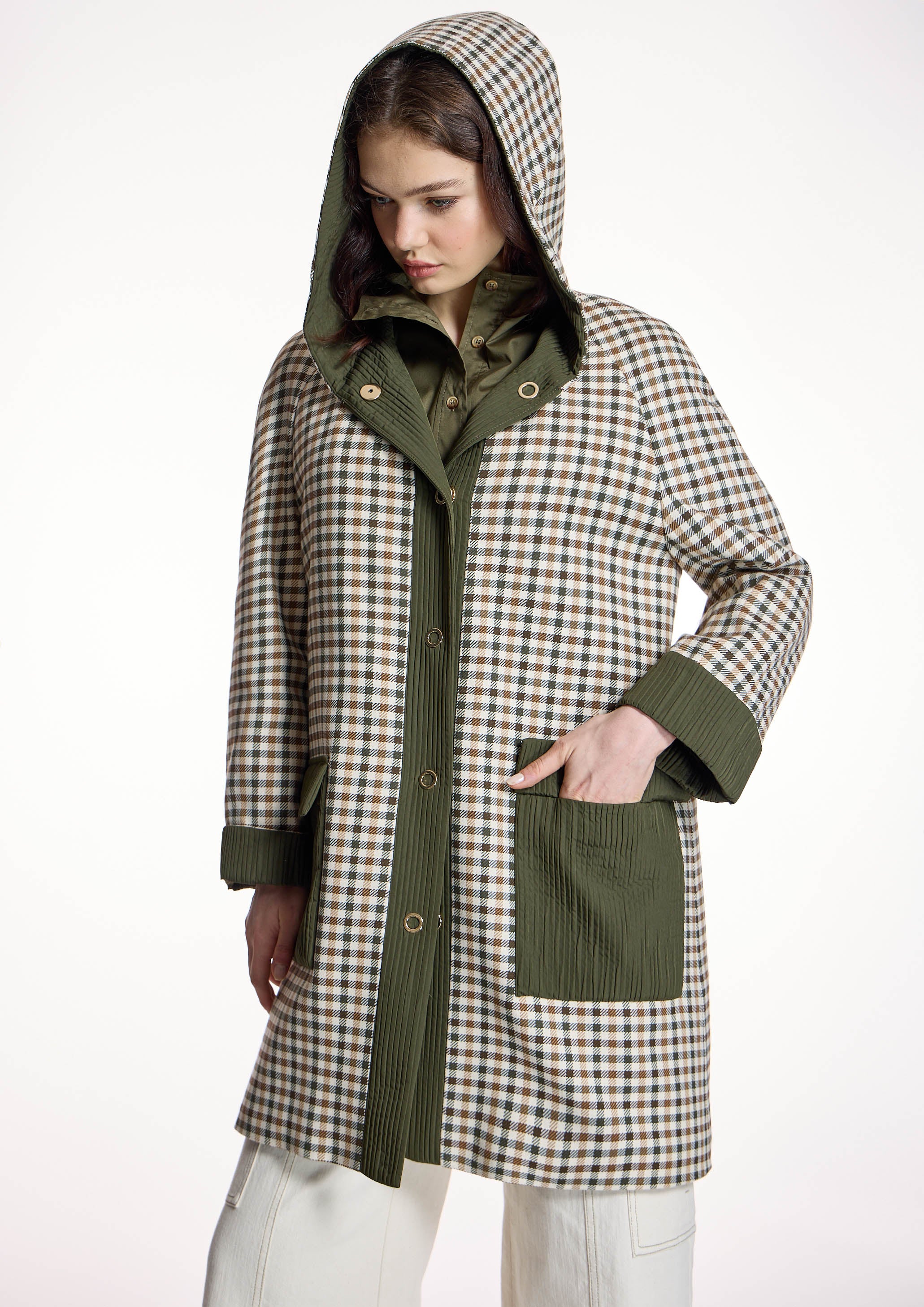 Parka ALBA CONDE larga de cuadros