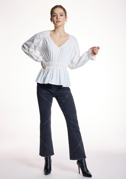 Camiseta ALBA CONDE blanca con frunces