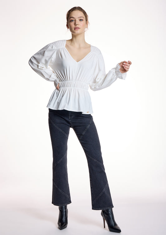 Camiseta ALBA CONDE blanca con frunces