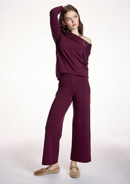 Pantalón ALBA CONDE burdeos de punto