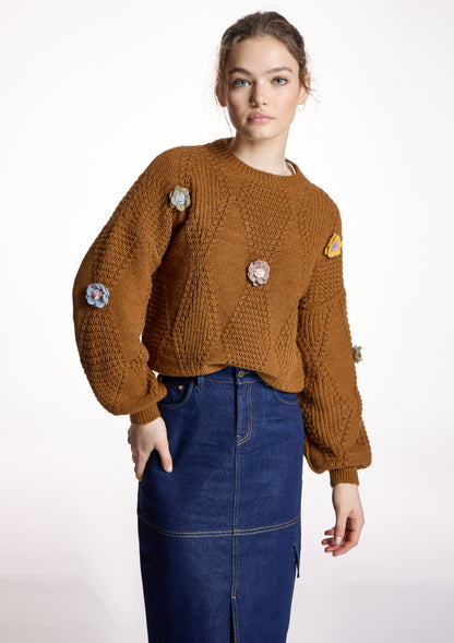 Jersey ALBA CONDE de punto detalle flores