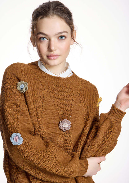 Jersey ALBA CONDE de punto detalle flores