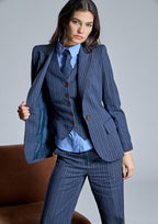 Z>Chaqueta ALBA CONDE azul de raya diplomática