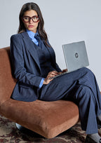 Z>Chaqueta ALBA CONDE azul de raya diplomática