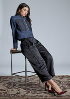 Chaqueta ALBA CONDE denim con detalle de alamares