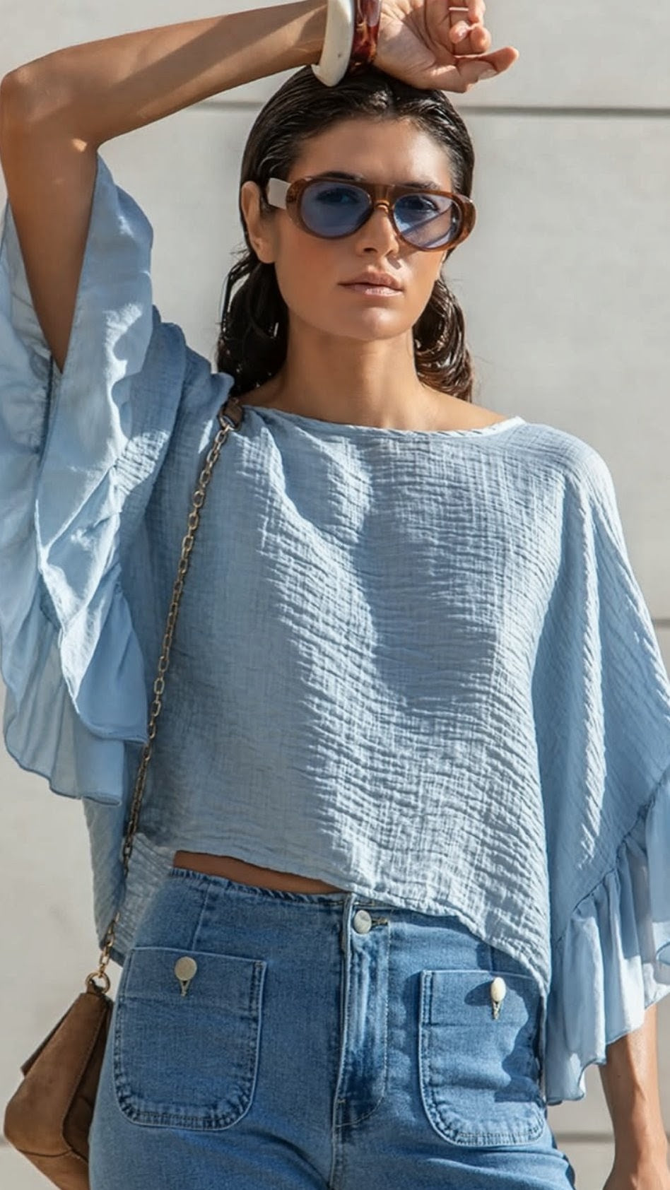 Blusa SEE THE MOON en lyocell color azul