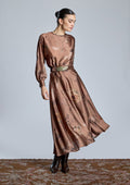 Falda ALBA CONDE larga camel estampada