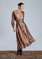 Falda ALBA CONDE larga camel estampada
