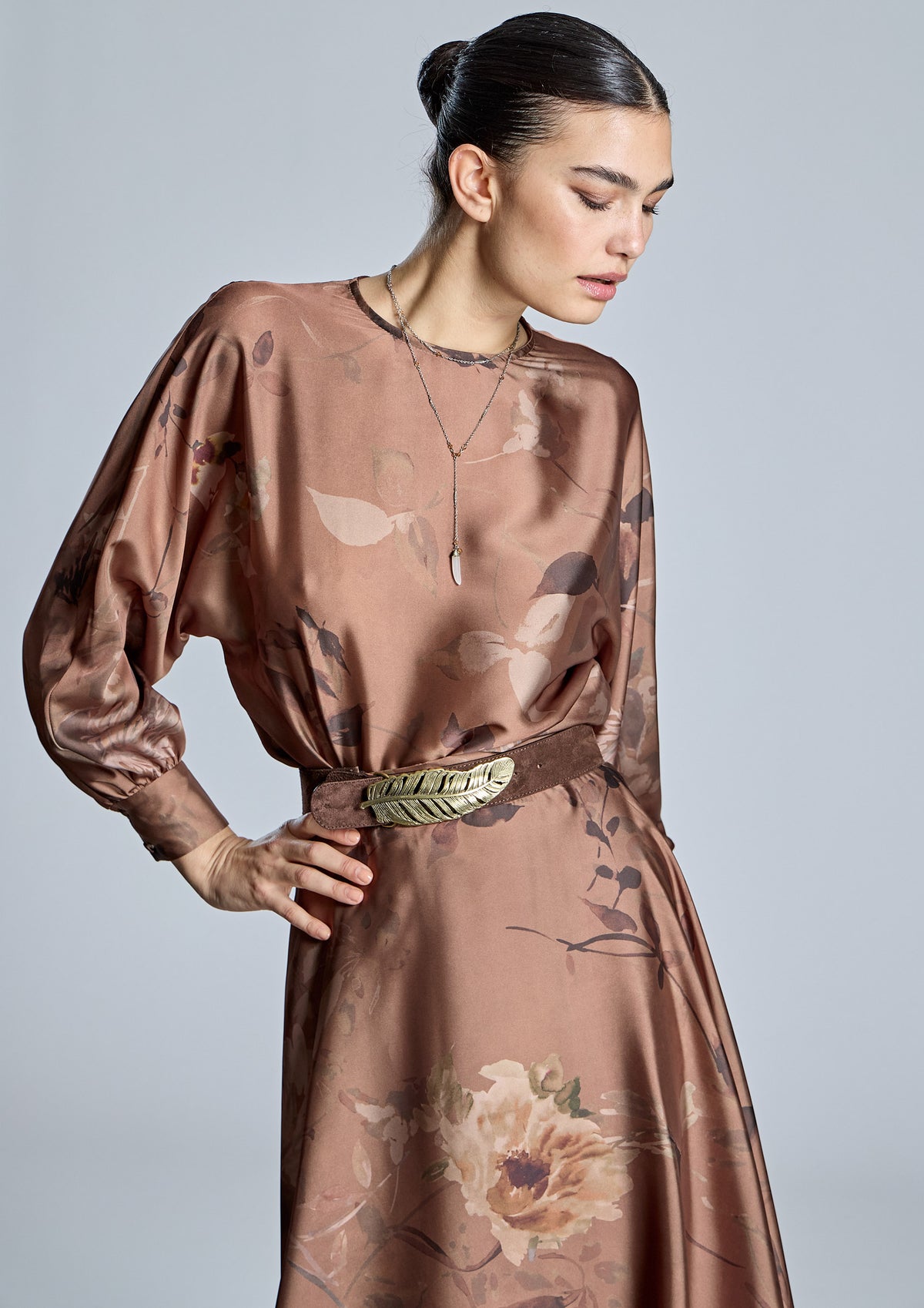 Falda ALBA CONDE larga camel estampada