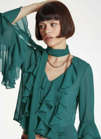 Blusa ALBA CONDE fluida color verde
