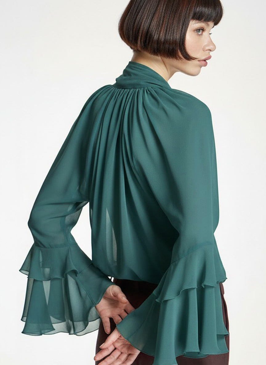 Blusa ALBA CONDE fluida color verde