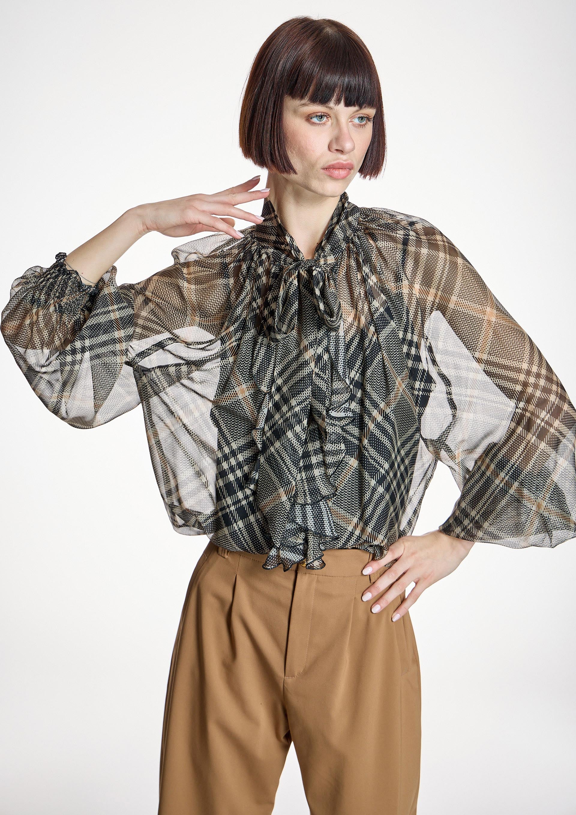 Blusa ALBA CONDE de gasa de cuadros