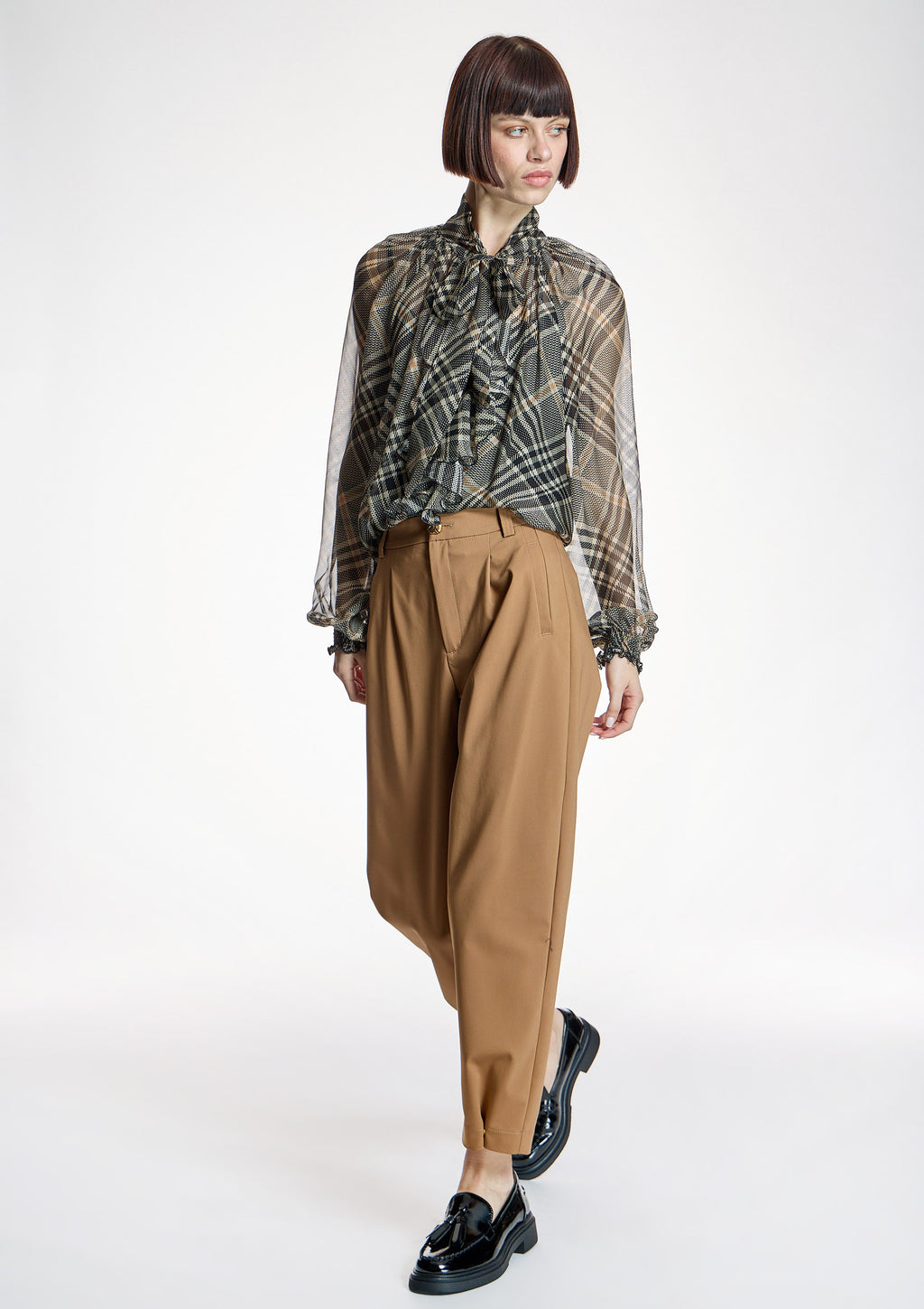 Blusa ALBA CONDE de gasa de cuadros