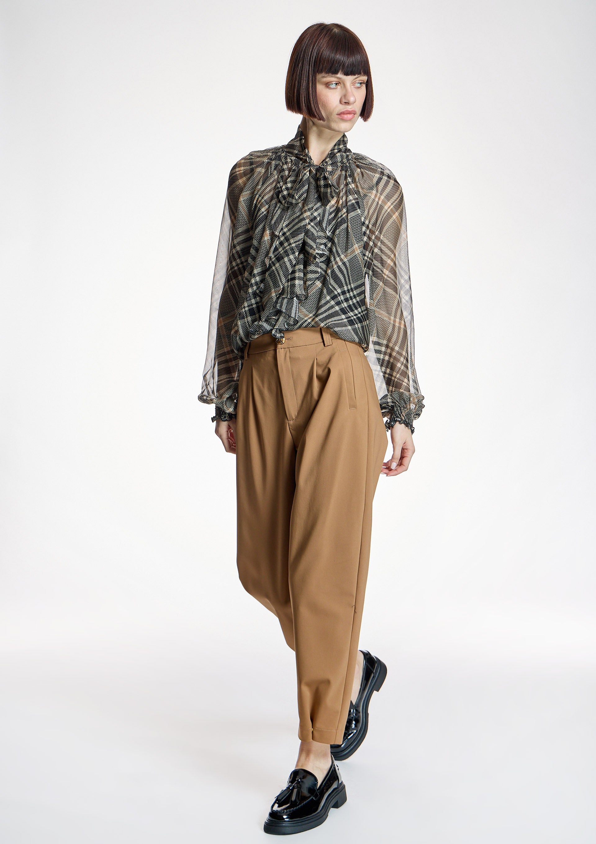 Blusa ALBA CONDE de gasa de cuadros