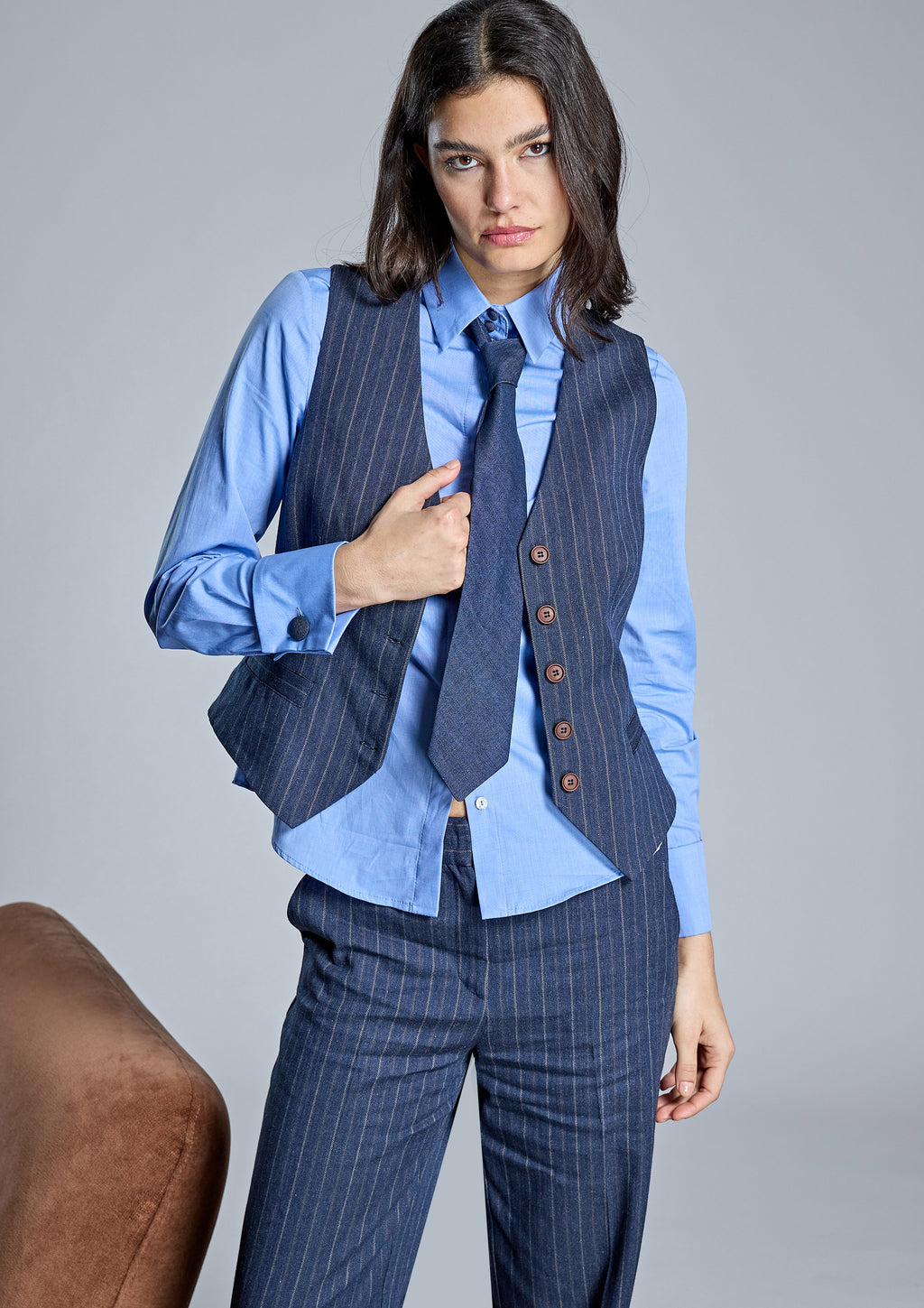 Camisa ALBA CONDE azul con corbata