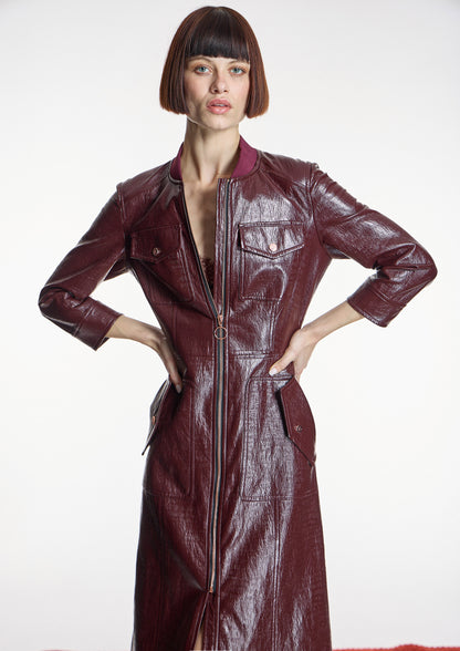 Vestido ALBA CONDE entallado burdeos