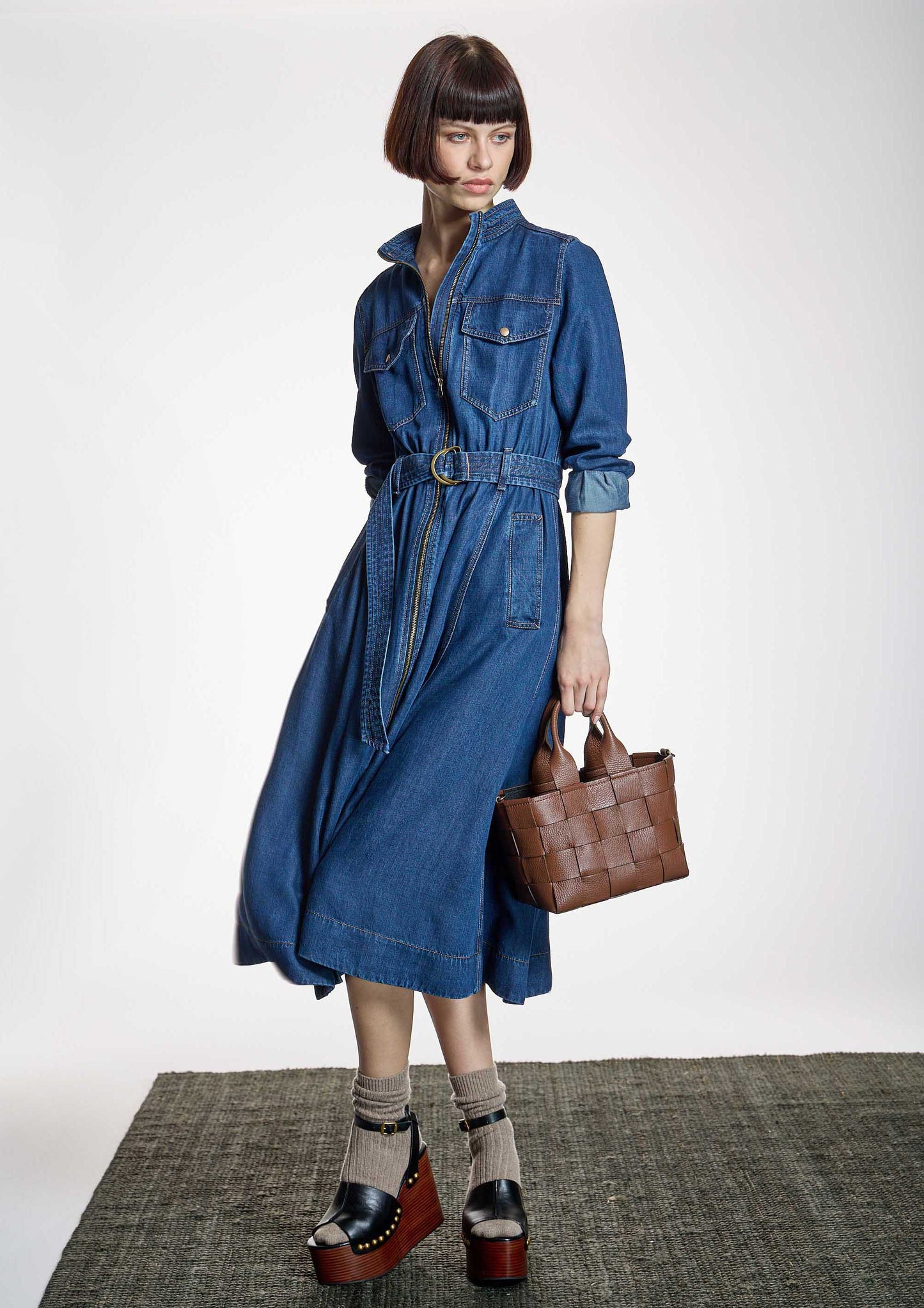 Vestido ALBA CONDE largo tejido vaquero