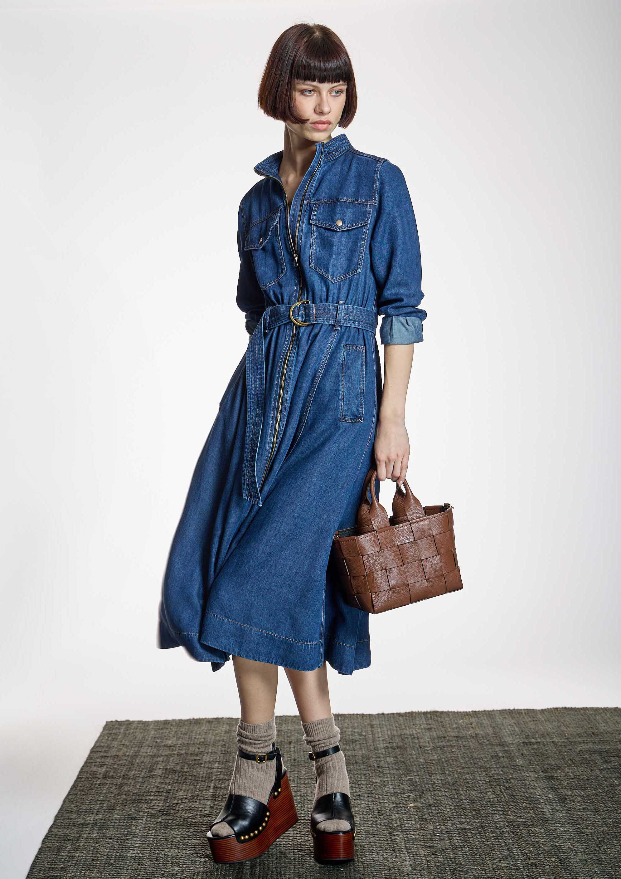 Vestido ALBA CONDE largo tejido vaquero