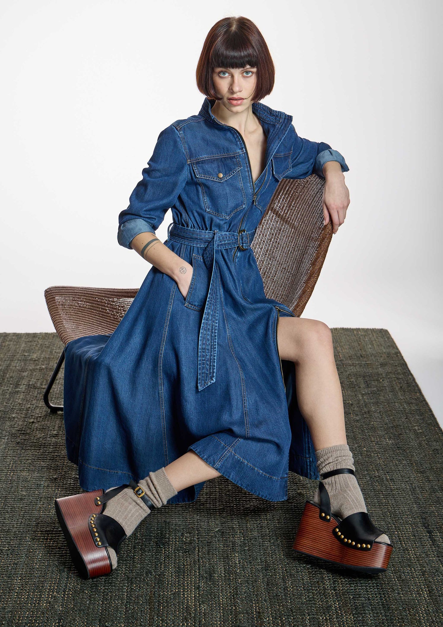 Vestido ALBA CONDE largo tejido vaquero