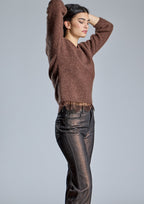 Pantalón ALBA CONDE denim cobre metalizado