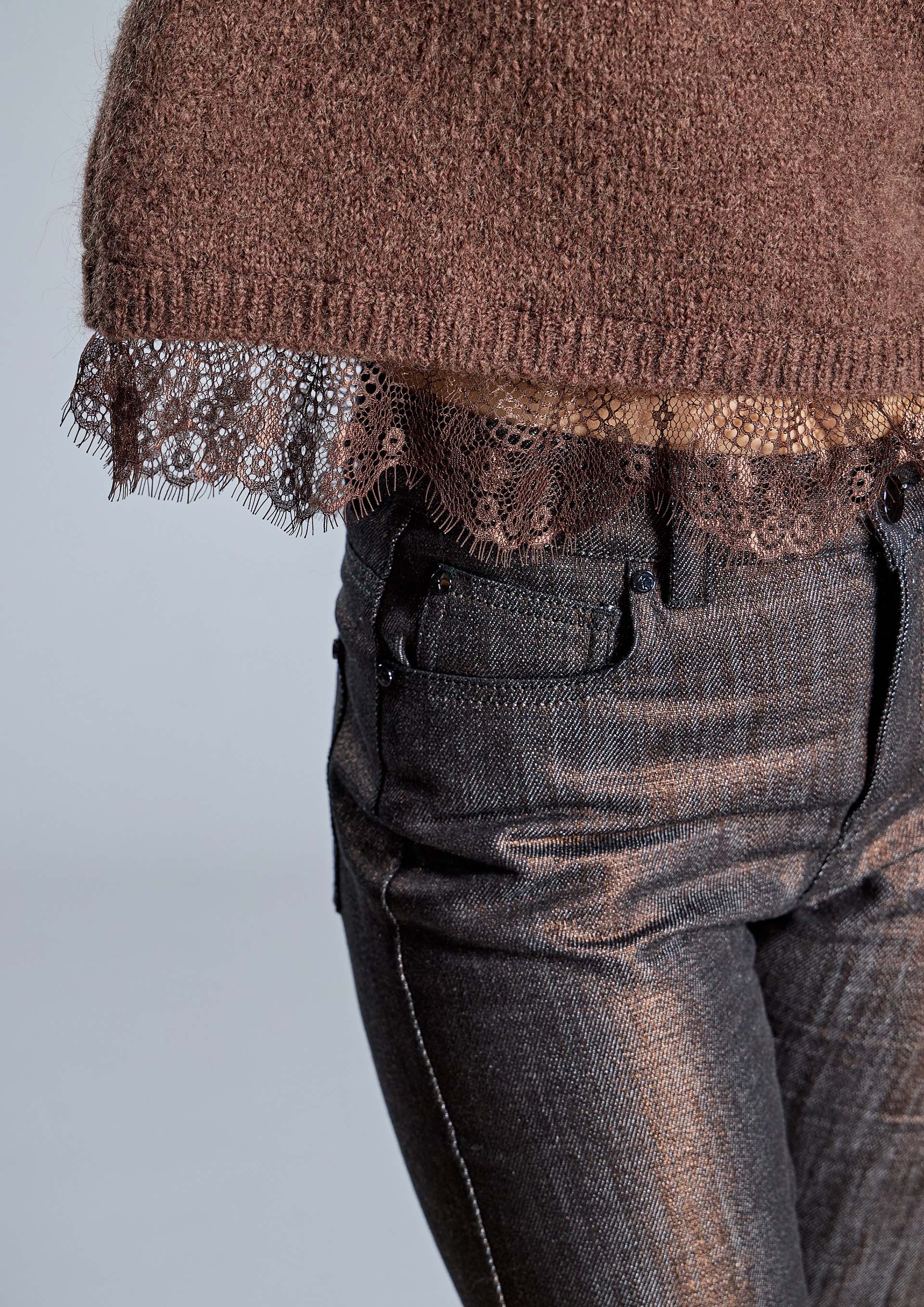 Pantalón ALBA CONDE denim cobre metalizado
