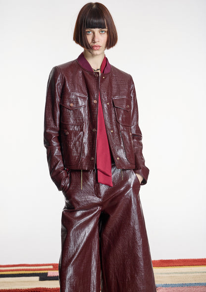 Cazadora ALBA CONDE burdeos efecto piel