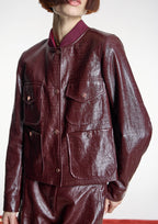 Cazadora ALBA CONDE burdeos efecto piel