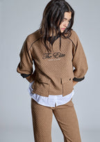 Sudadera ALBA CONDE texturizada camel con efecto camisa