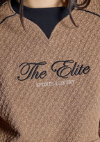 Sudadera ALBA CONDE texturizada camel con efecto camisa