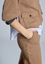 Sudadera ALBA CONDE texturizada camel con efecto camisa