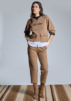 Pantalón ALBA CONDE camel texturizado