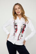 Camisa DOLCEZZA MONTREAL blanca con estampado