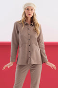 Sobrecamisa DOLCEZZA MONTREAL en antelina color topo