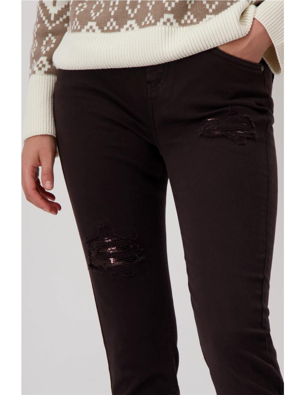 Pantalón MONARI desgastado marrón chocolate