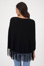Poncho MONARI con flecos color negro