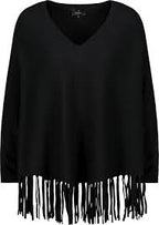 Poncho MONARI con flecos color negro