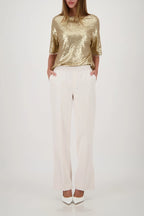 Pantalón MONARI recto con raya color crudo