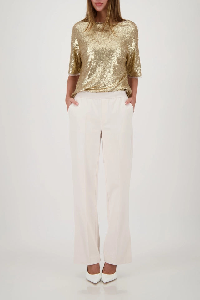 Pantalón MONARI recto con raya color crudo