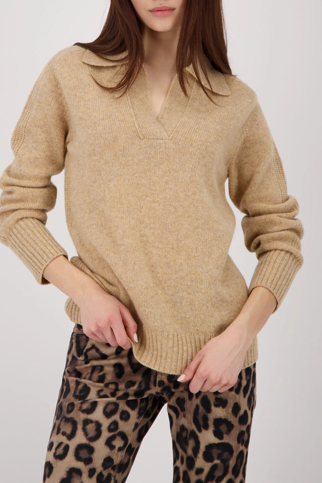 Jersey MONARI tipo polo color camel