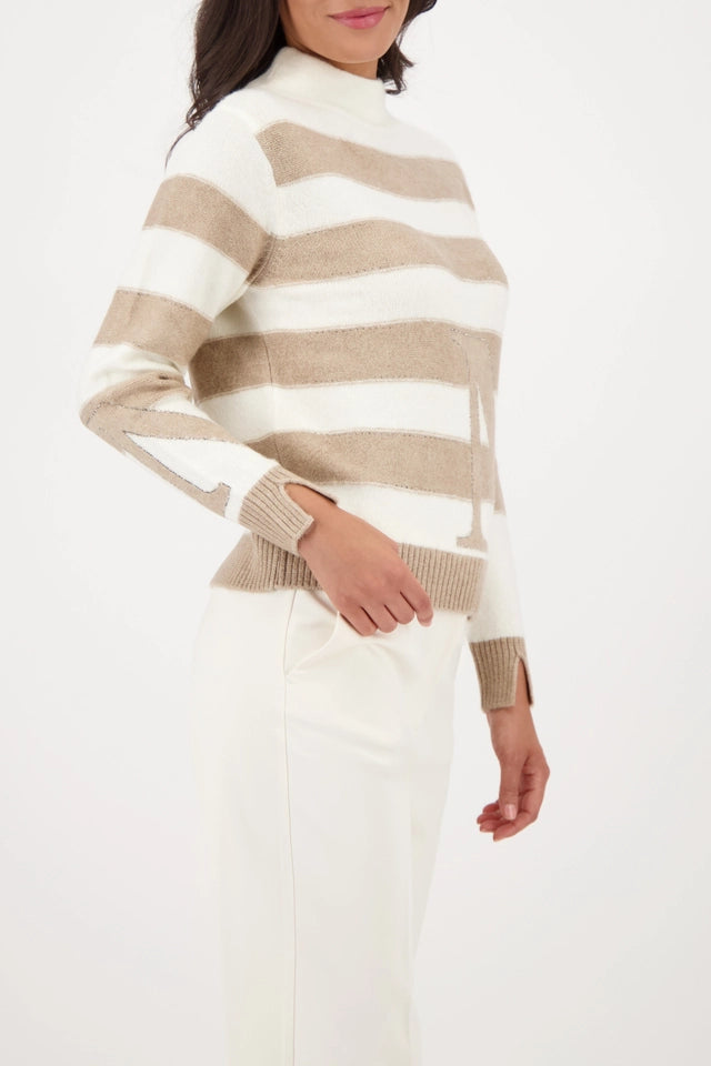 Jersey MONARI de rayas beige